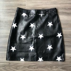 NWT Nasty Gal Star Print Faux Leather Mini Skirt